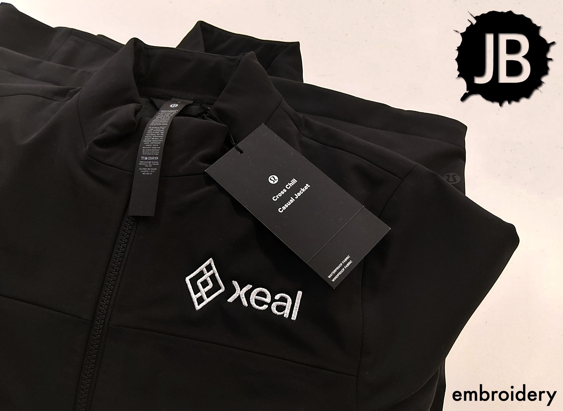 Lululemon Cross Chill Jacket embroidery review by JB Screen Printing and Embroidery