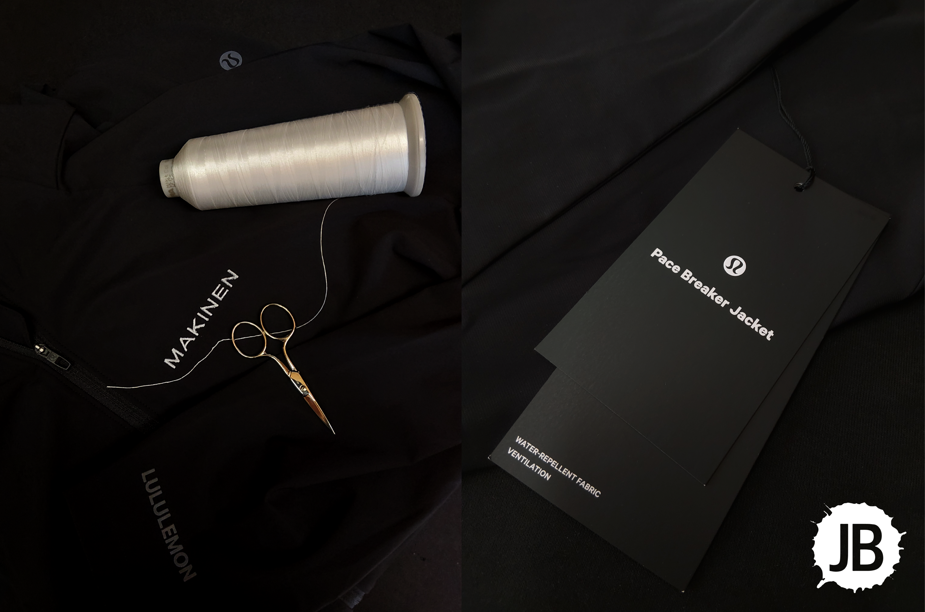 Lululemon Pace Breaker Jacket embroidery review by JB Screen Printing and Embroidery